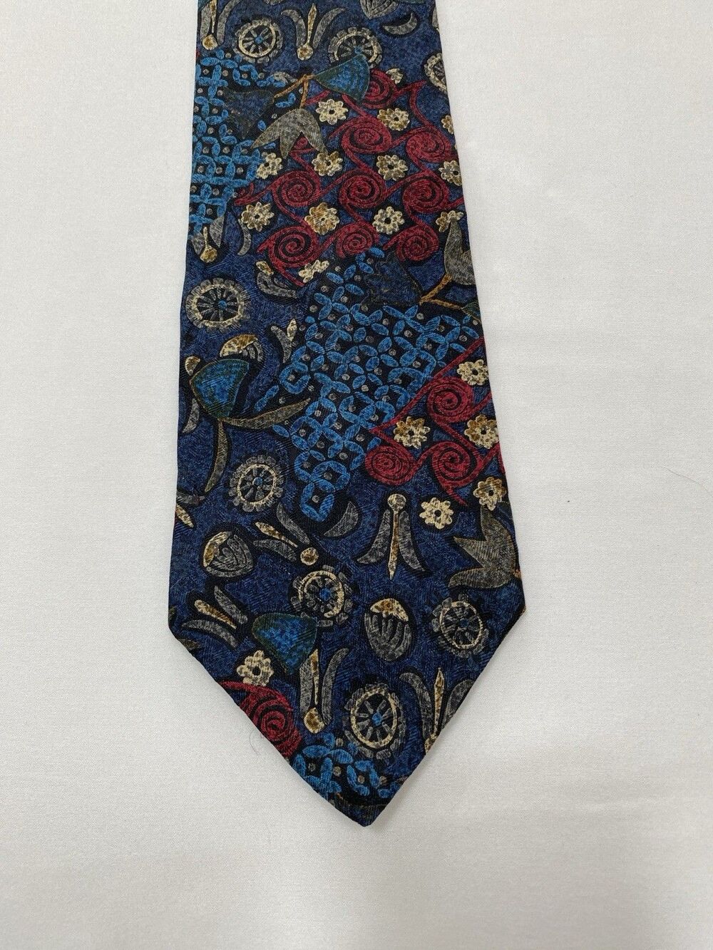 T.K.S. Vintage Dark Academia Abstract Floral Mosaic Silk Necktie